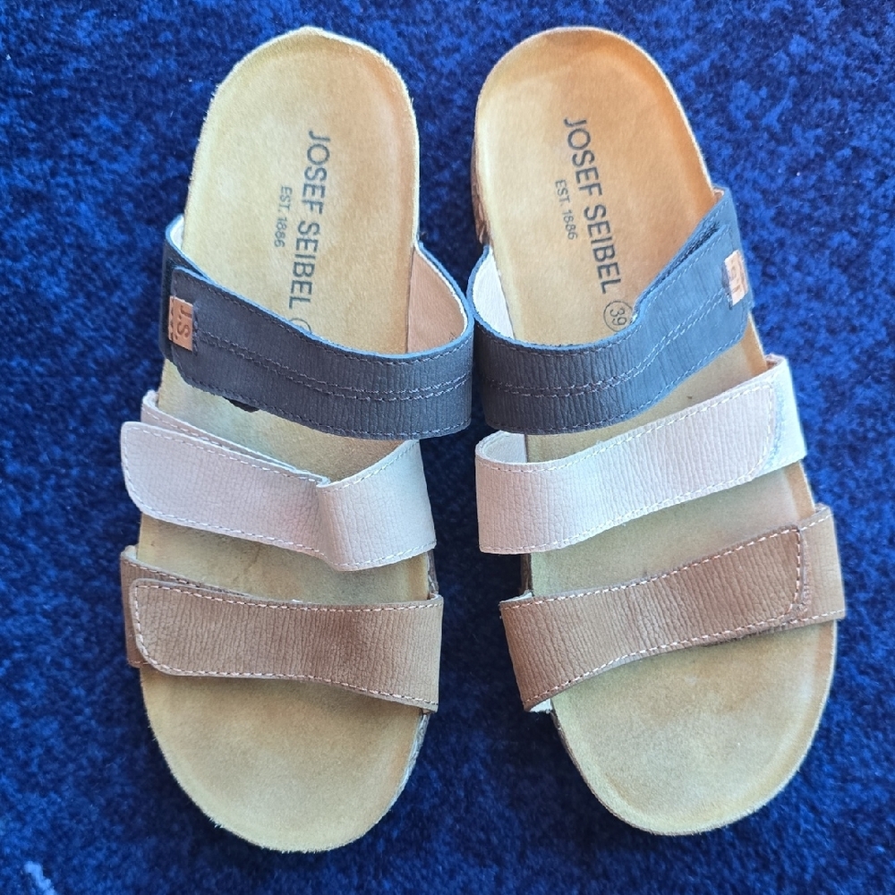 Josef Seibel Sandals - Black, Tan, and Brown